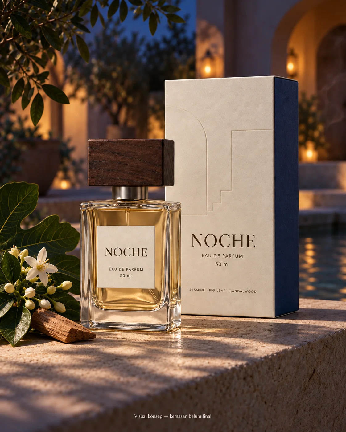 Konsep botol dan kotak NOCHE by perfumery